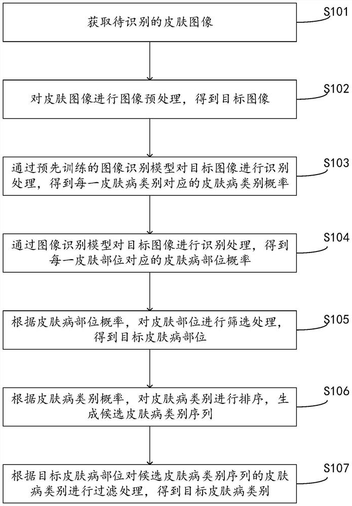 Skin disease identification method, device and equipment based on image processing and storage medium