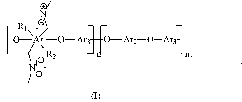 Polyarylether containing quaternary ammonium side groups and preparation method thereof