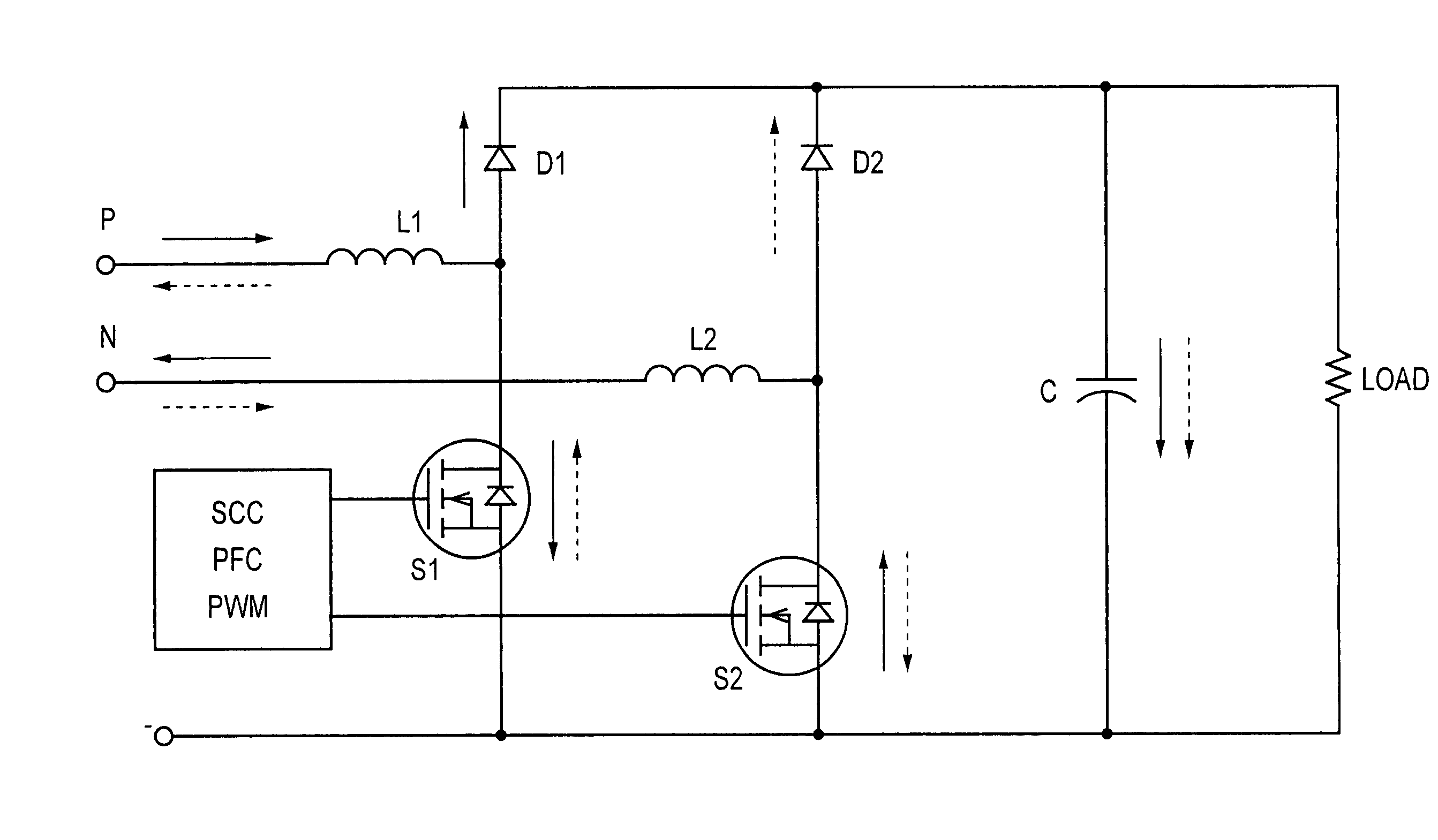 Bridge-less boost (BLB) power factor correction topology controlled with one cycle control