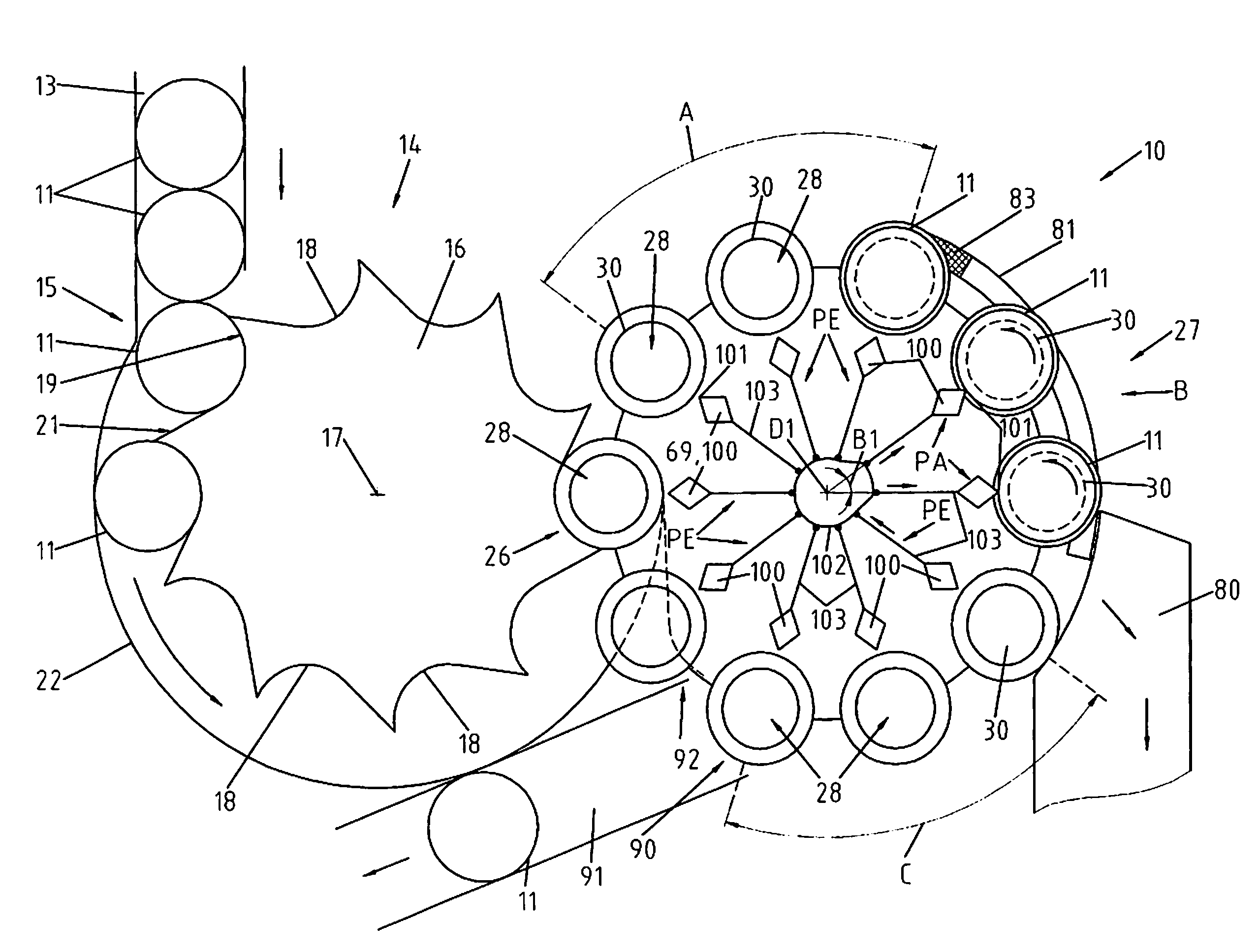 Device and method for cutting off an end section of a can blank