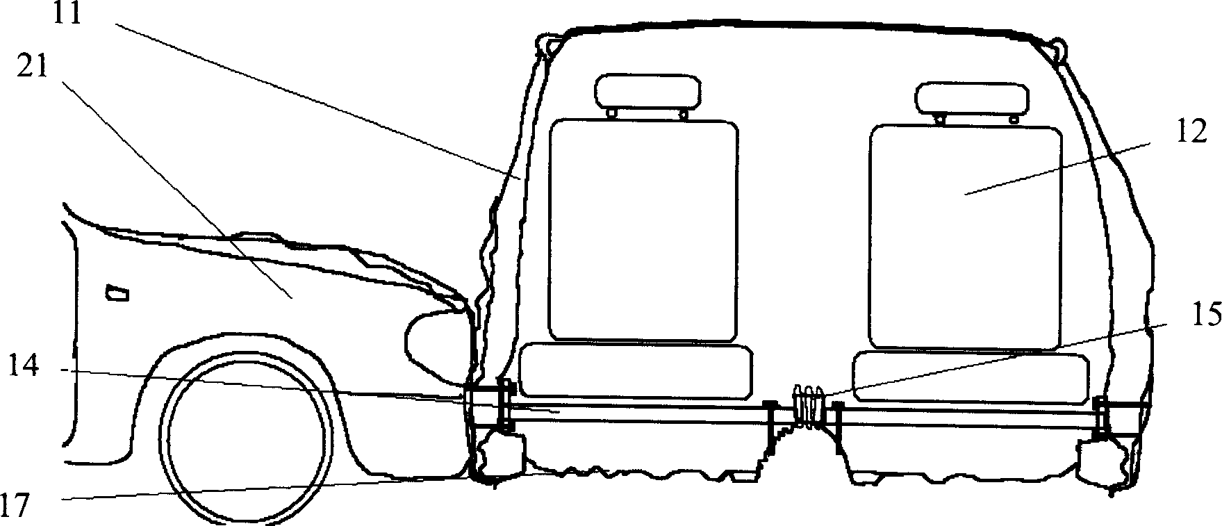 Deformation set for anti-collision on side of manned vehicle, and manned vehicle with the set