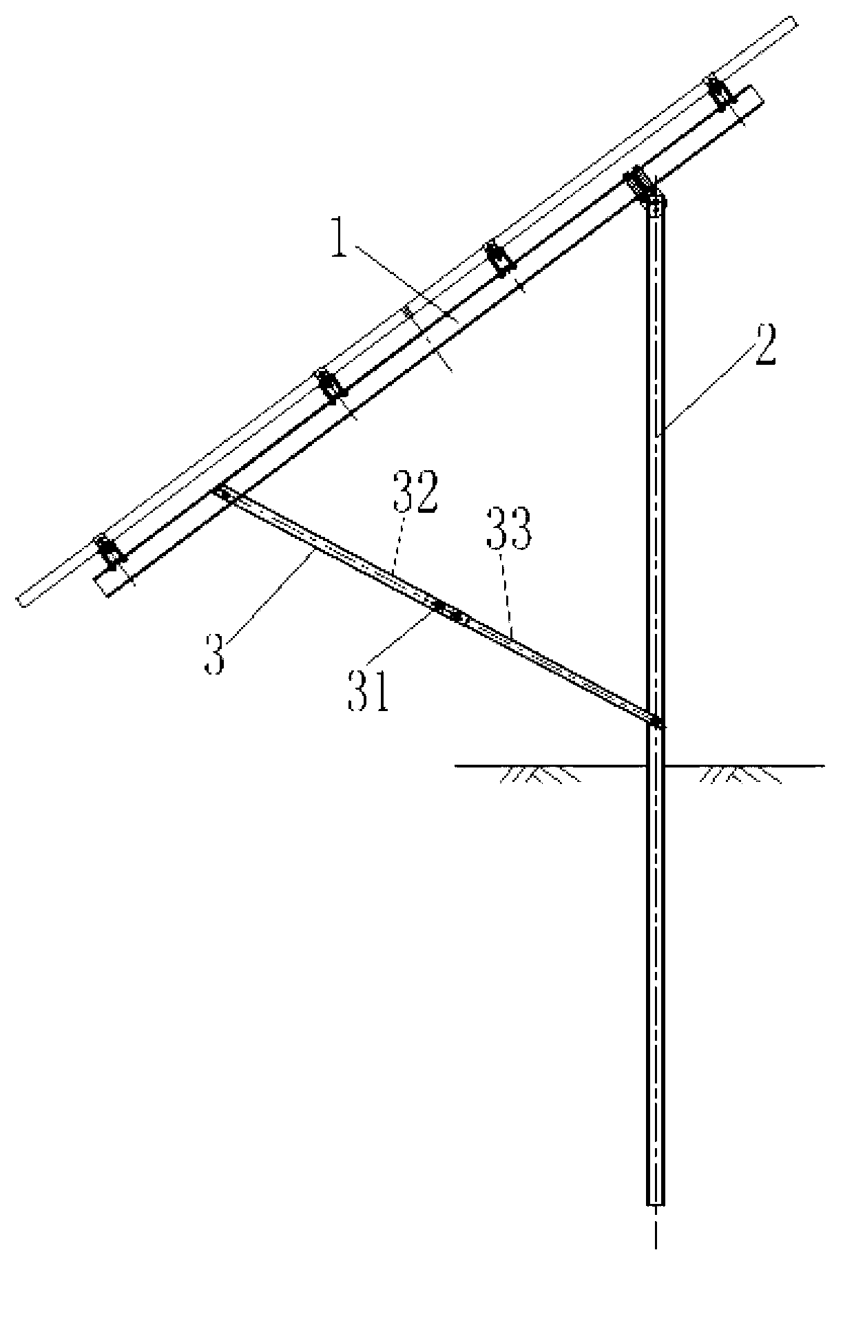 Integrated fine-adjustable fixing photovoltaic support system for ground independent column