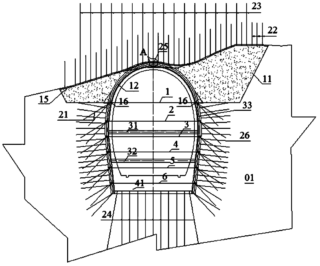 Large-section tunnel supporting system penetrating through giant karst cave hall and construction method thereof