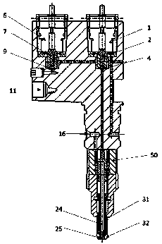 Natural gas and diesel injector of novel control mode