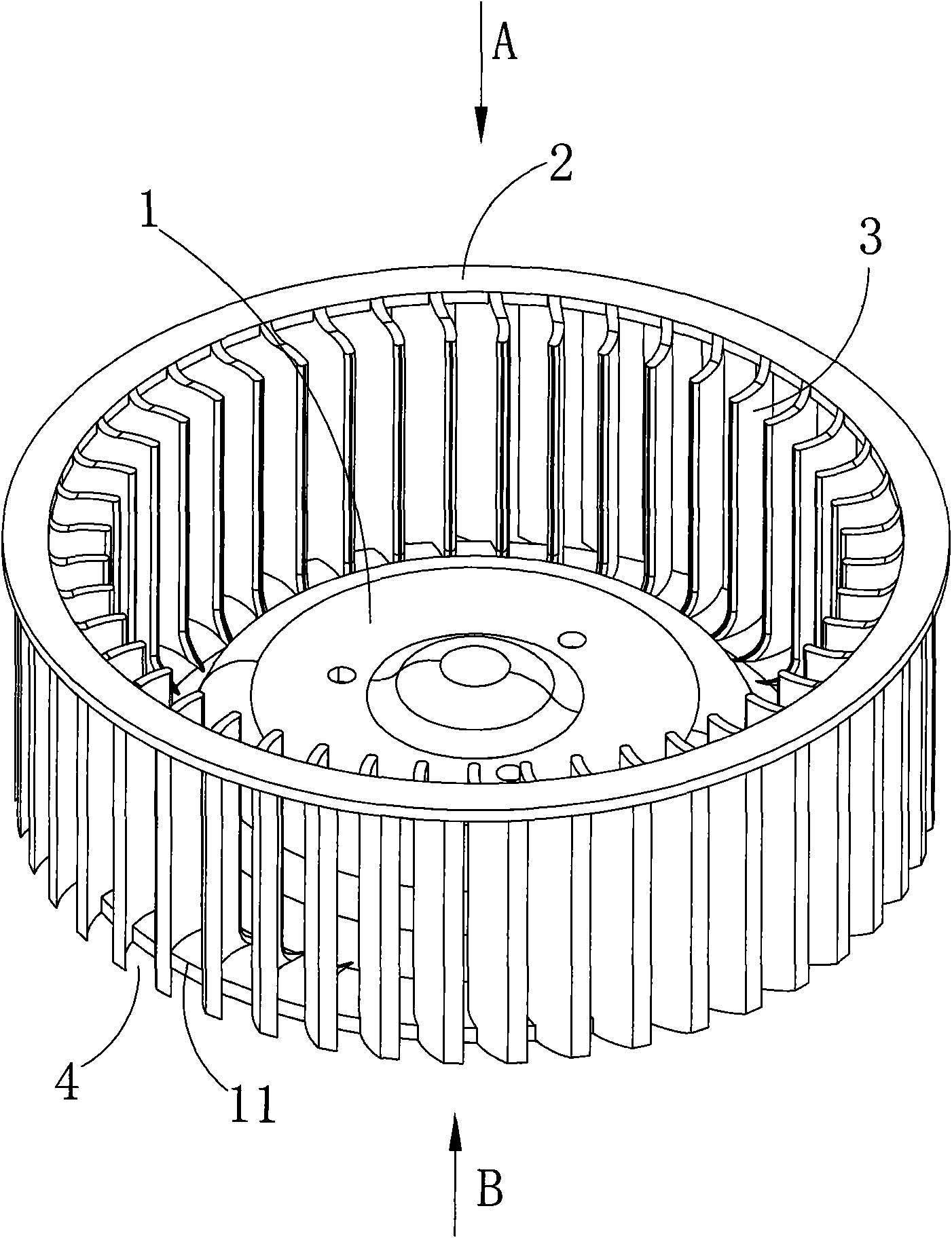 Two-way air intake centrifugal wind wheel