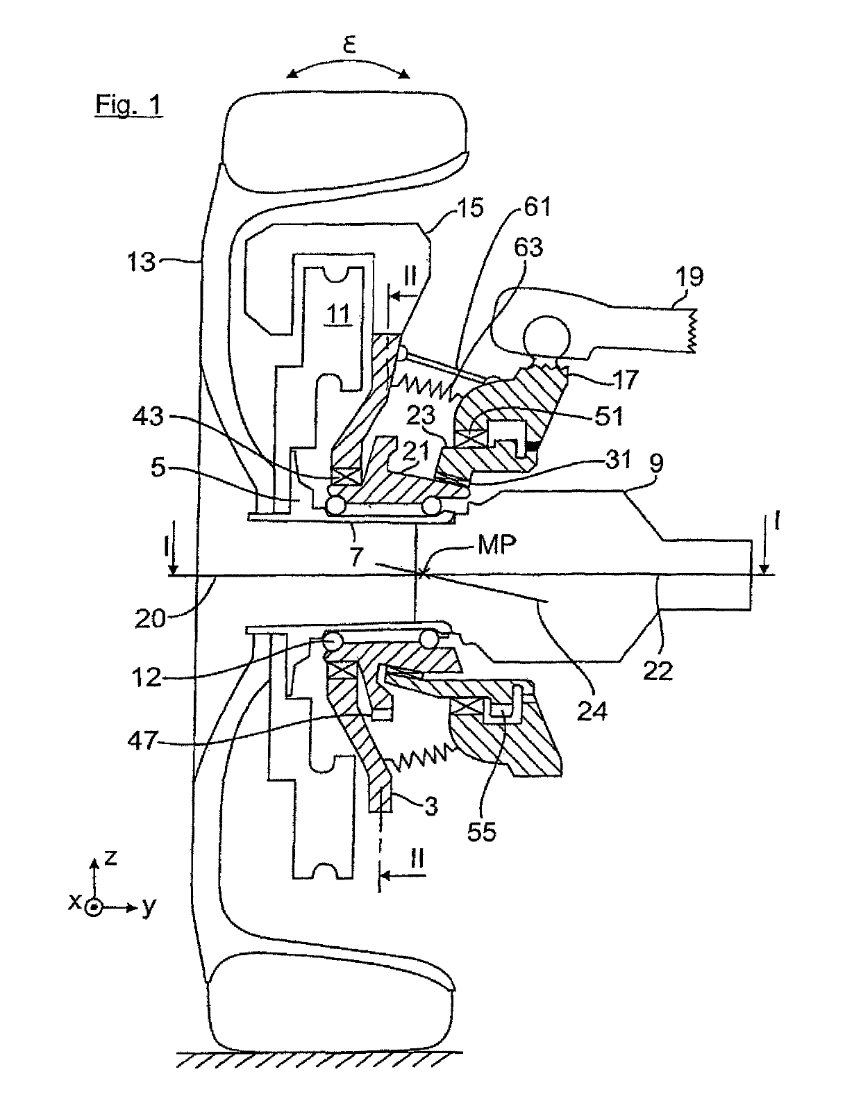 Wheel carrier for a two-track motor vehicle