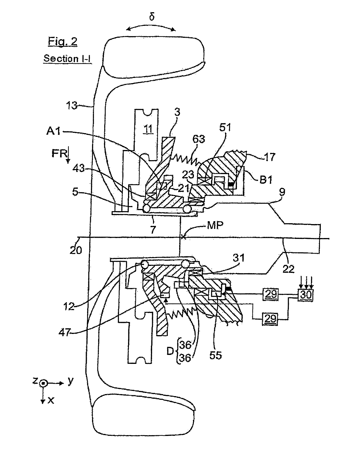 Wheel carrier for a two-track motor vehicle