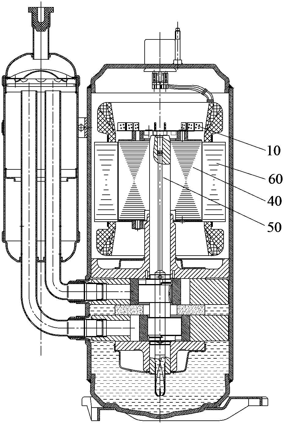 Oil blocking element and compressor with same