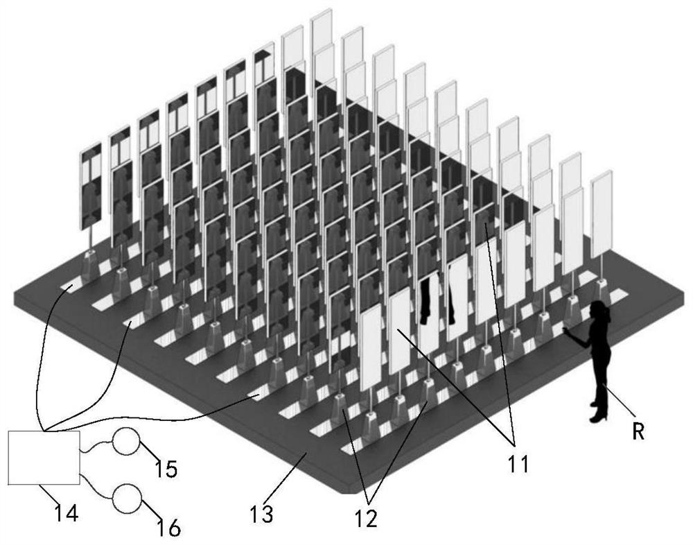 Space-time mirror array device, interaction control method thereof and storage medium