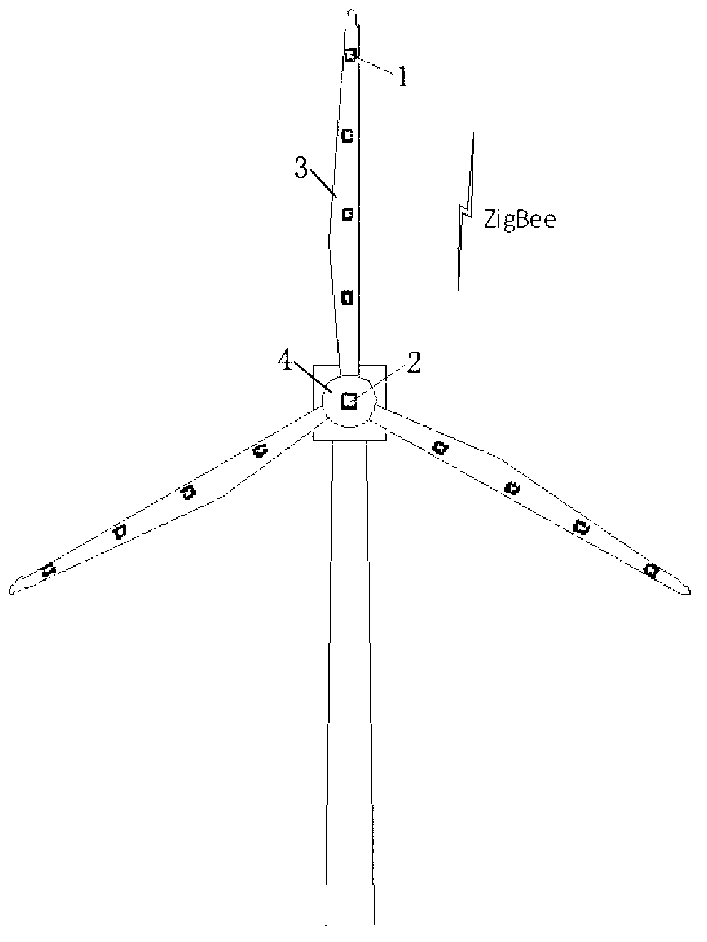 Wireless monitoring system and method for modal parameter of blade of fan