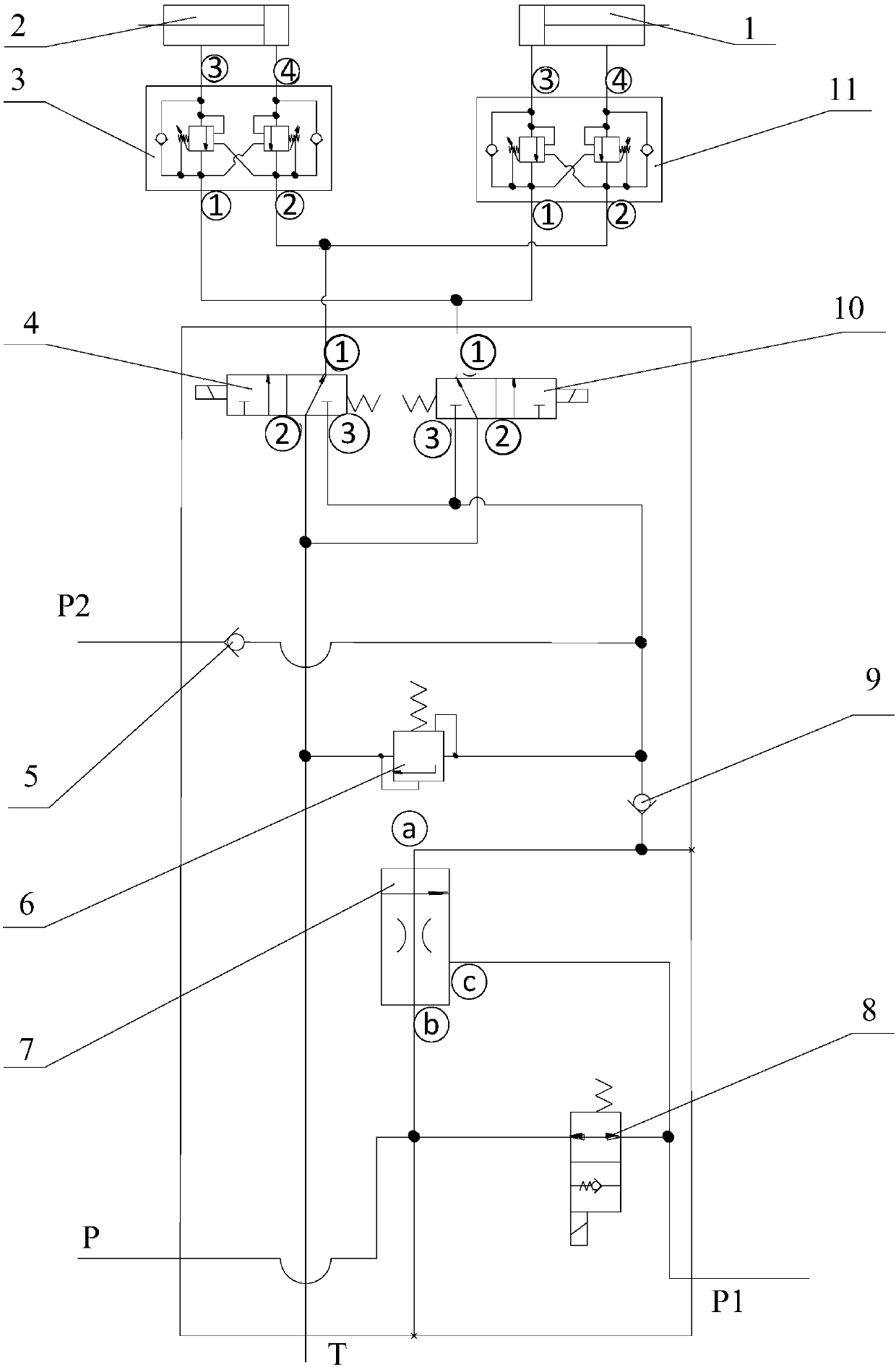 Scissors fork type aerial work platform and hydraulic system thereof