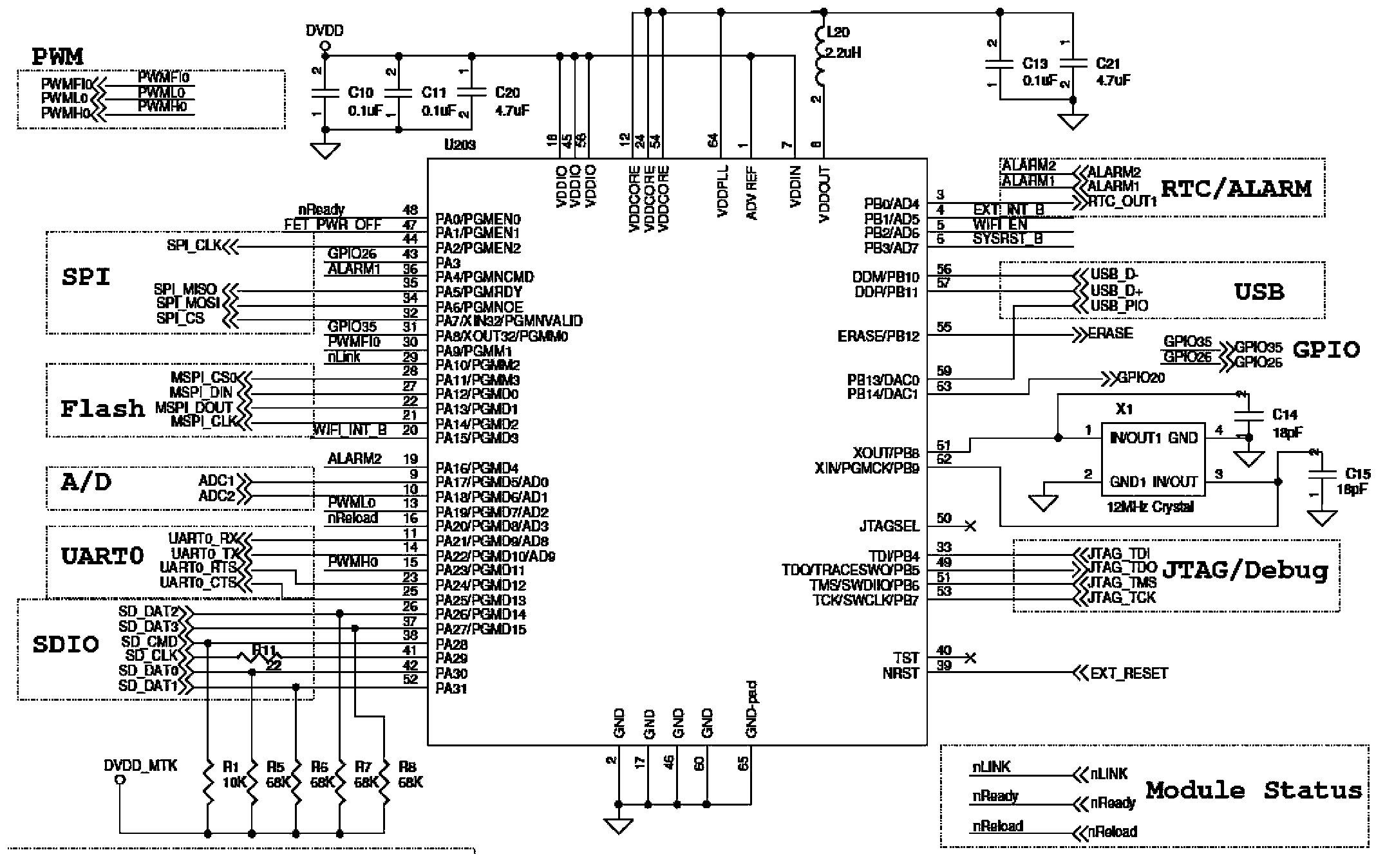 Low-power-consumption embedded type WIFI module