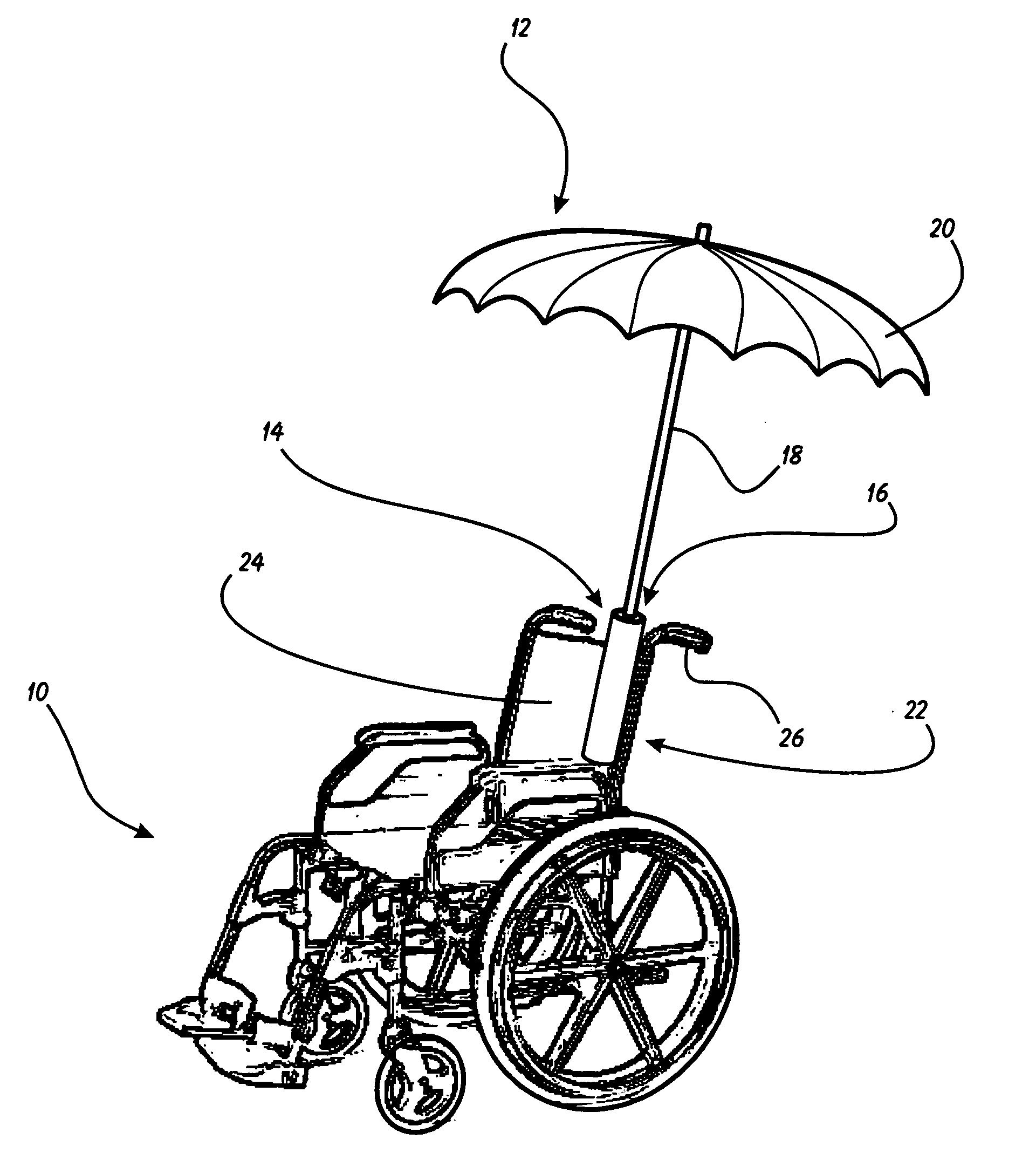 Wheelchair umbrella holster