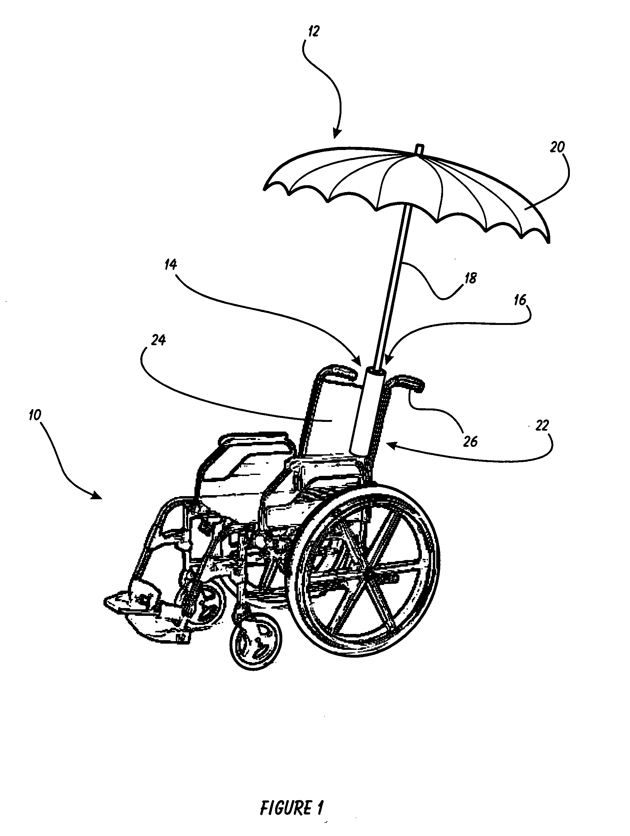 Wheelchair umbrella holster