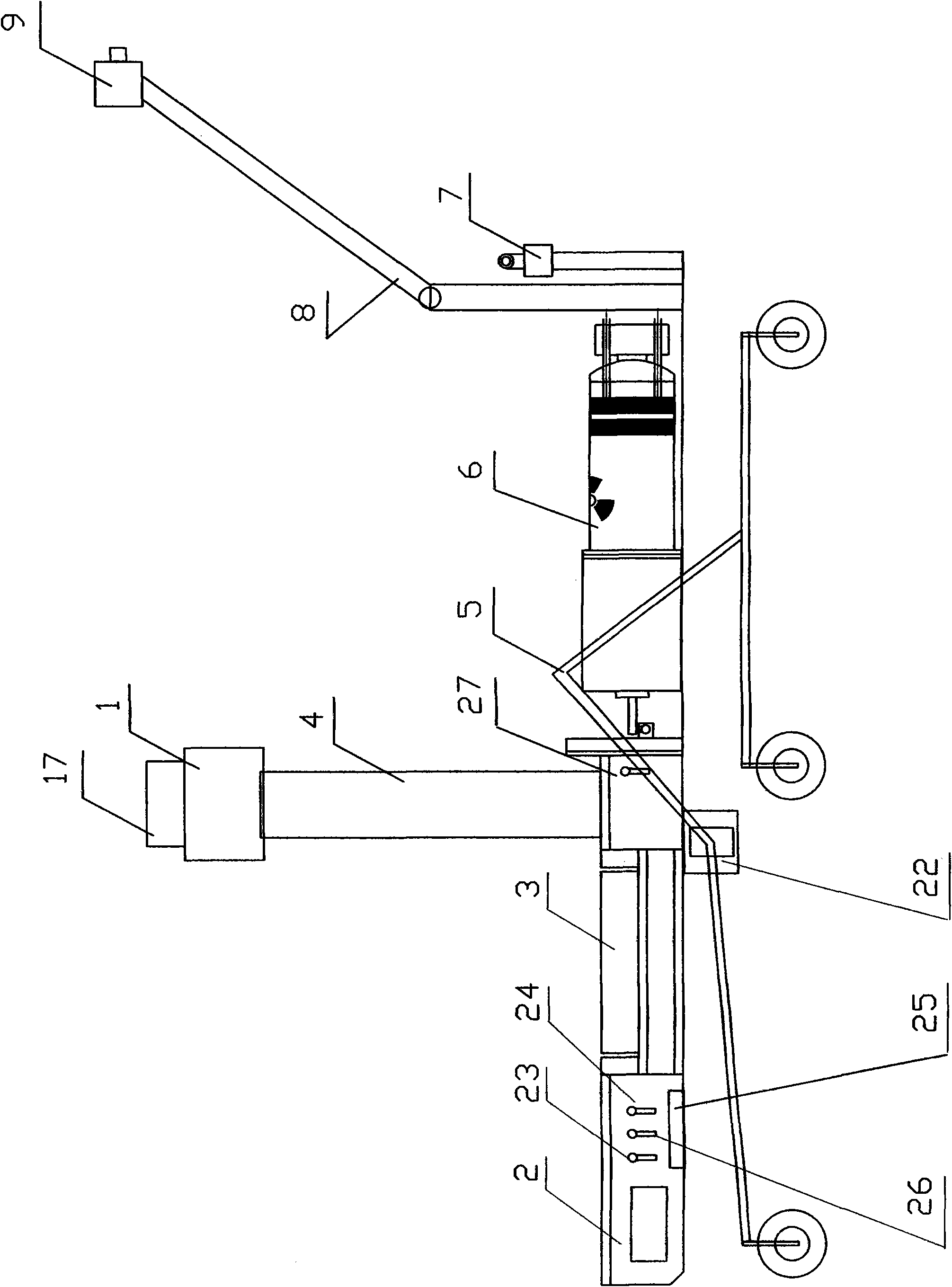 Wheel-type X-ray flaw detection robot device