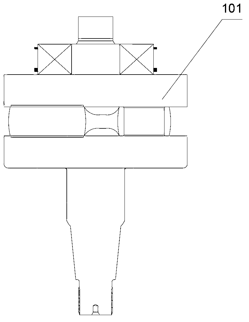 Press mounting device for multicylinder crankshafts