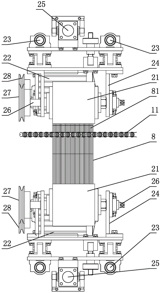 Improved lead-acid cell medium dense polar plate separating and brushing integrated machine