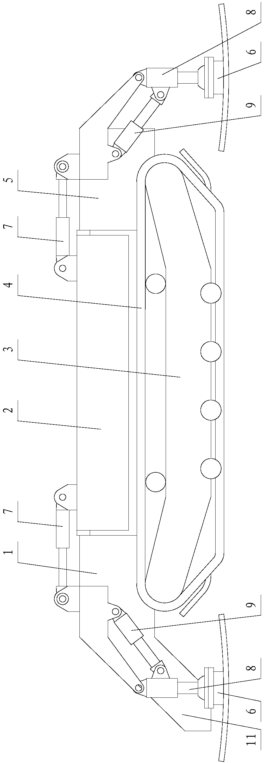 Submarine mining vehicle walking chassis and self-rescue method thereof