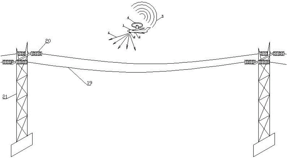 Unmanned plane device with function of giving alarm against overheating of high-voltage equipment, and application method