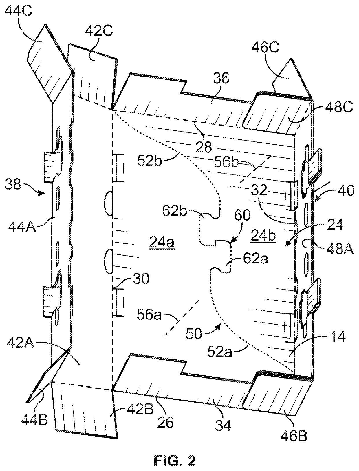 Container with improved breakdown features