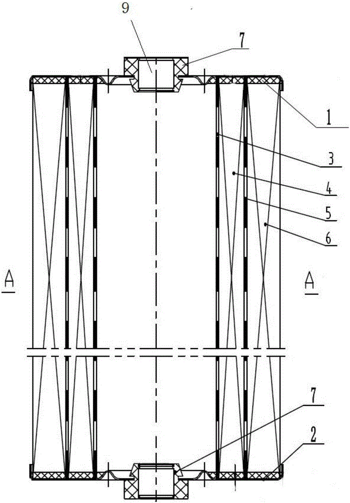 Two-stage integrated composite filter element for oil product filtering