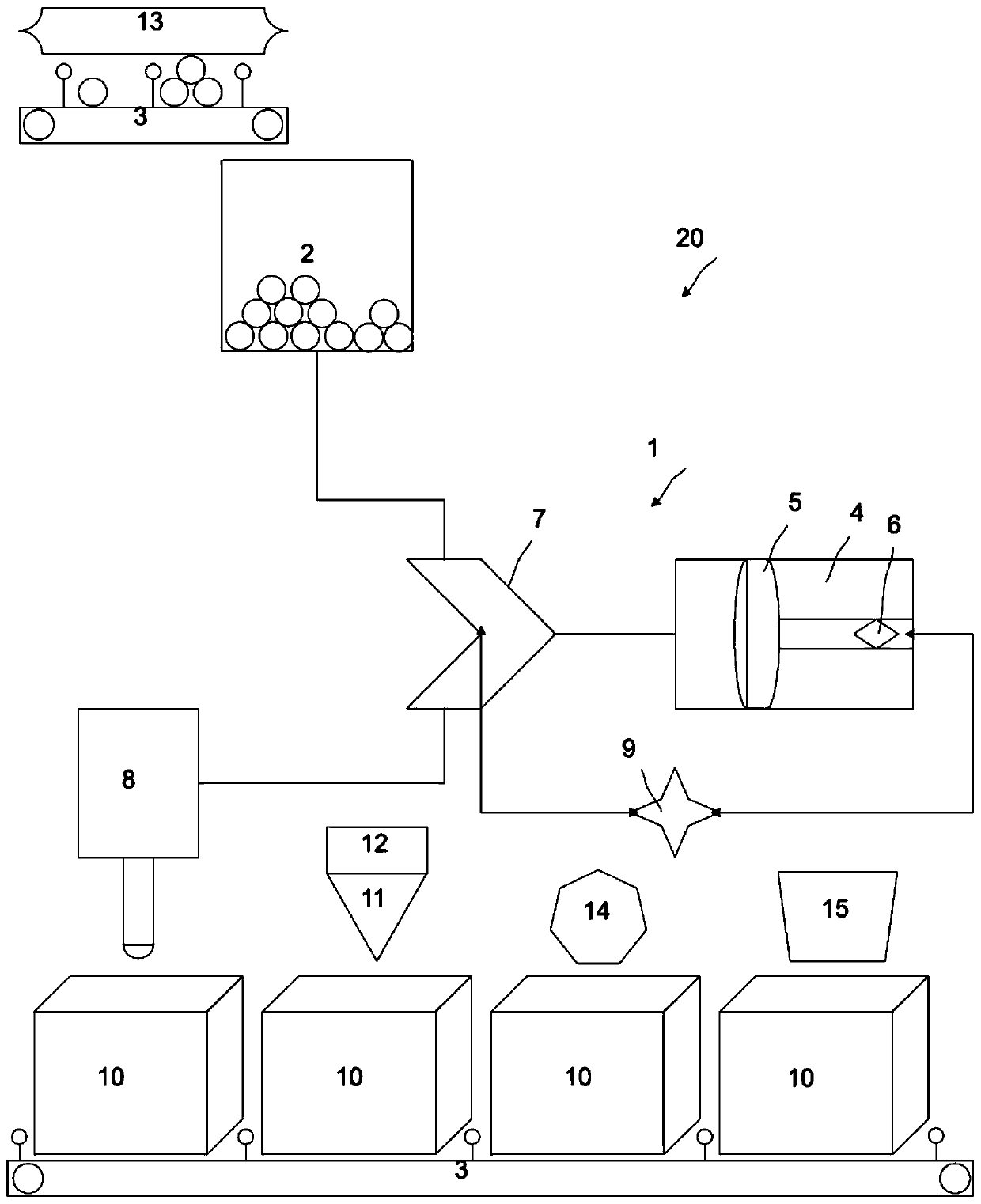 Device, system and method for filling packages with solid food product