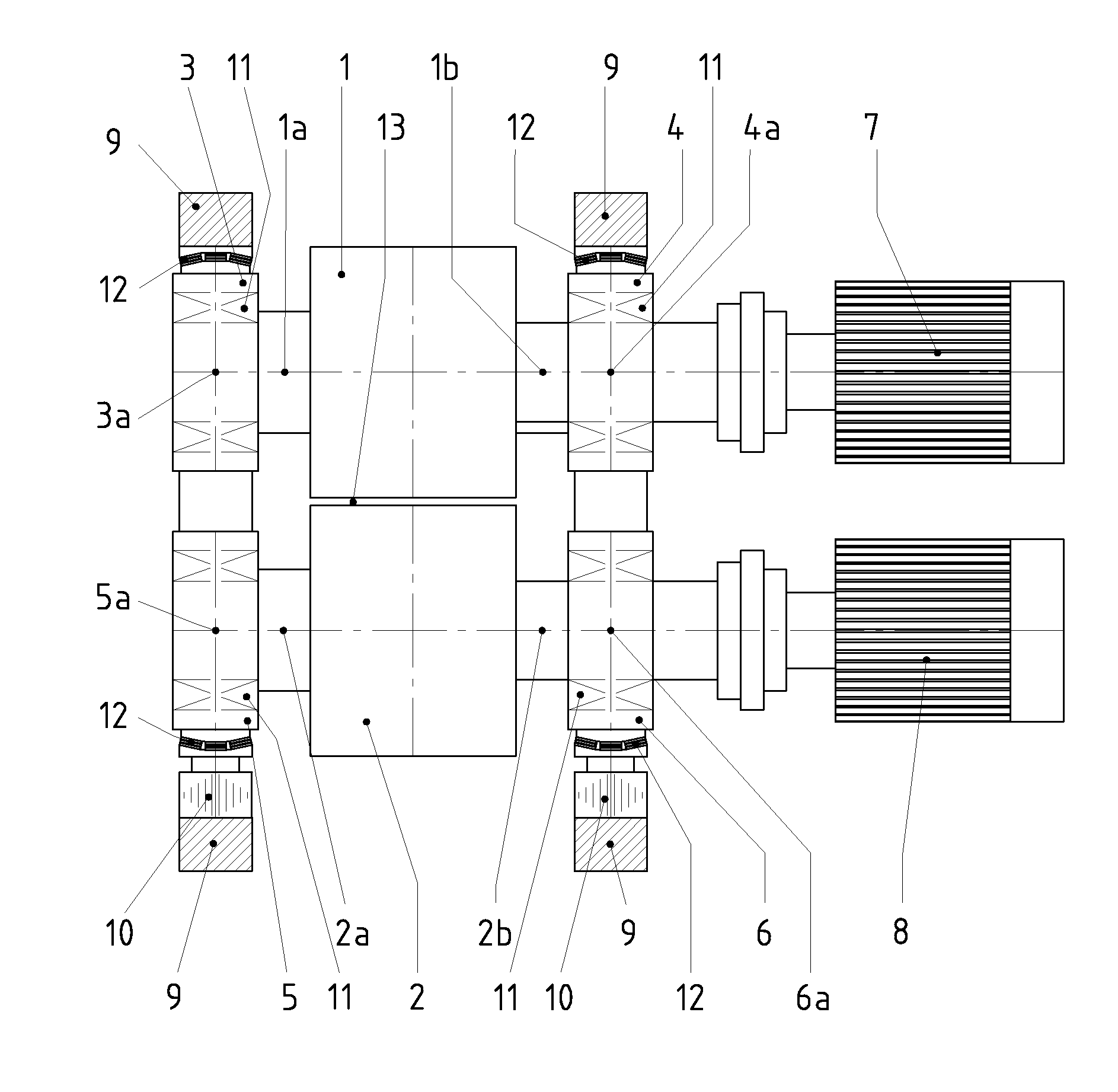 Roller mill for comminuting brittle grinding stock