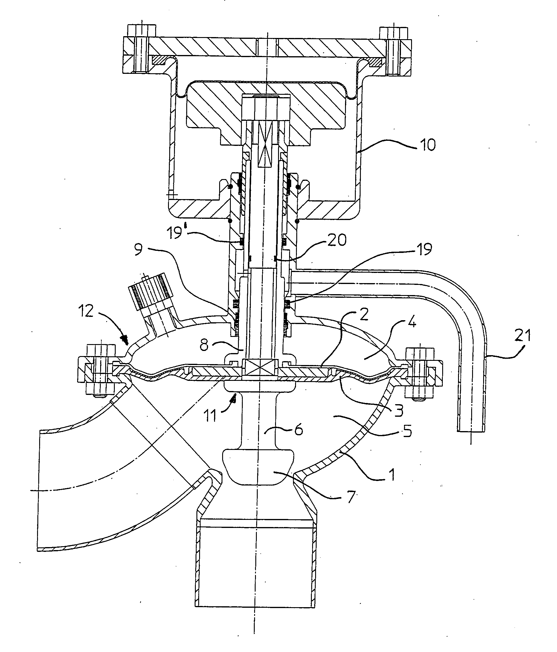 Food and beverage industry membrane valve structure