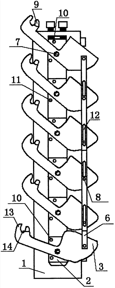 Vertical support assembly of layered goods shelf for automobile stamping parts