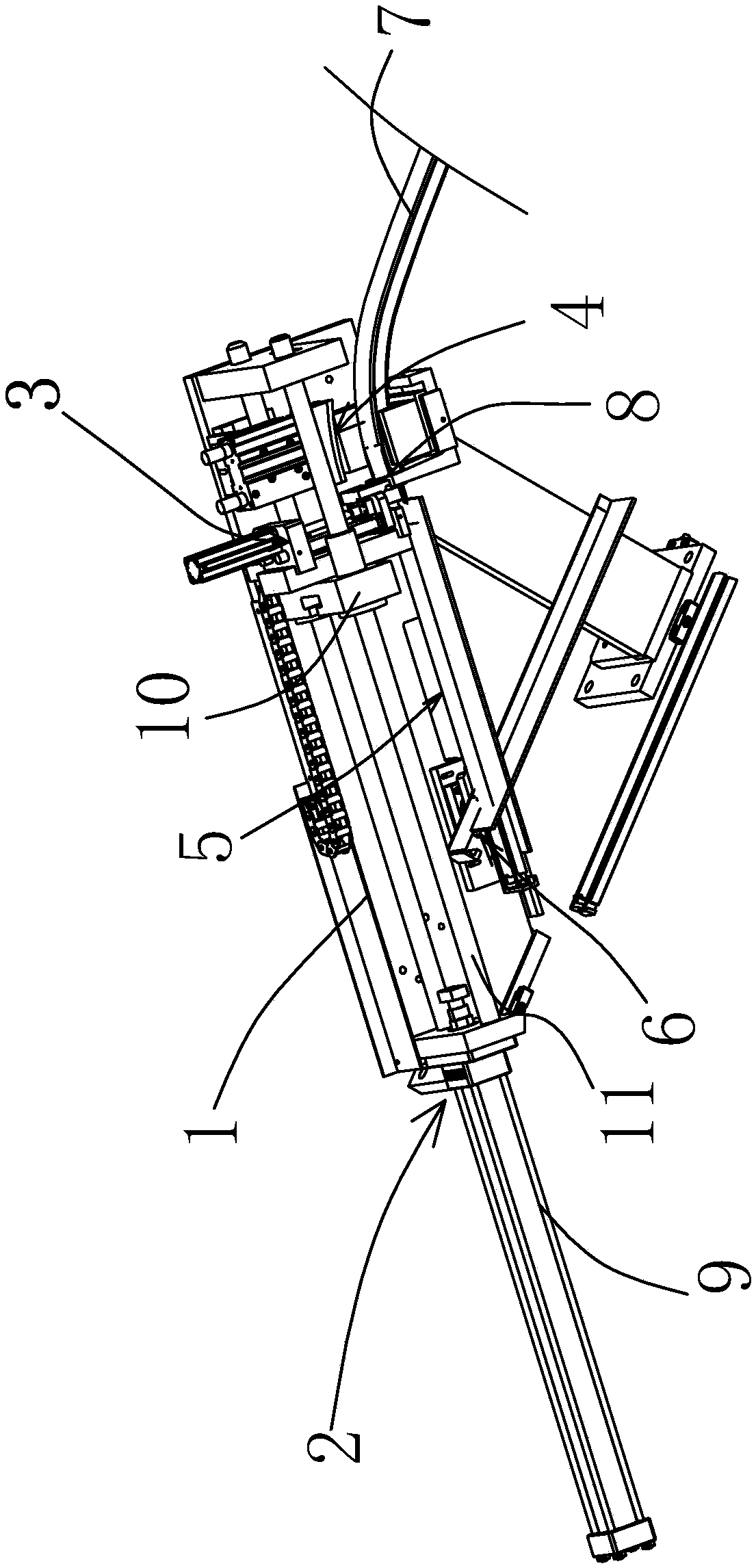 Bended core rod overturning and pulling-out mechanism