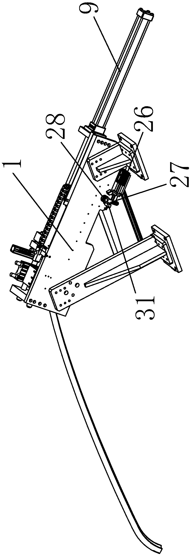 Bended core rod overturning and pulling-out mechanism