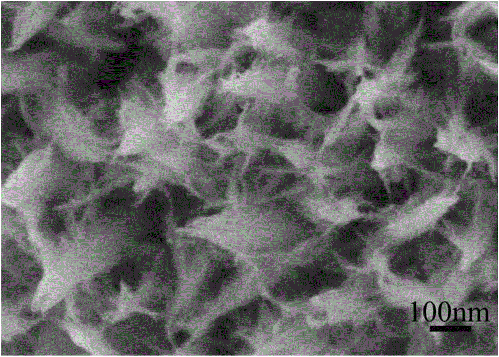 Preparation method of carbon cloth load nickel oxide coated iron oxide nanorod composite material