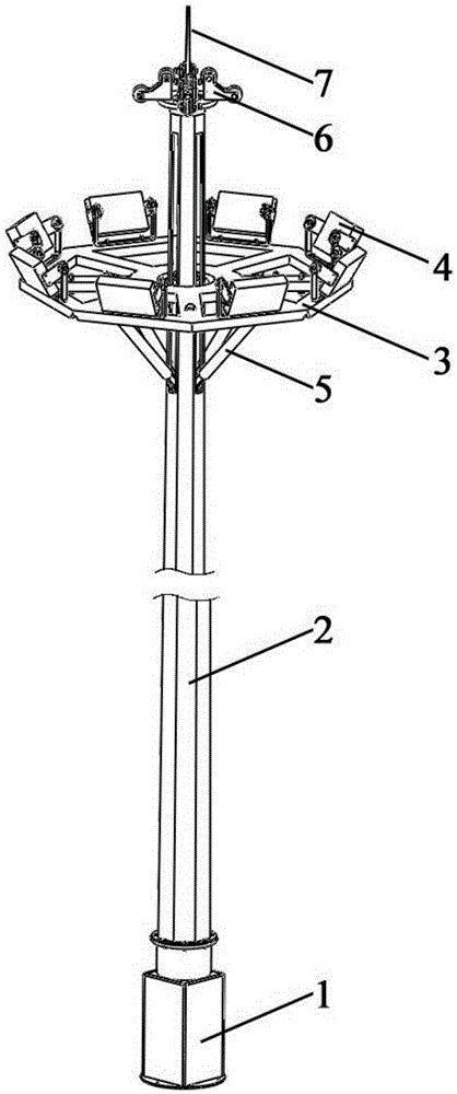 Elevating high-pole lamp