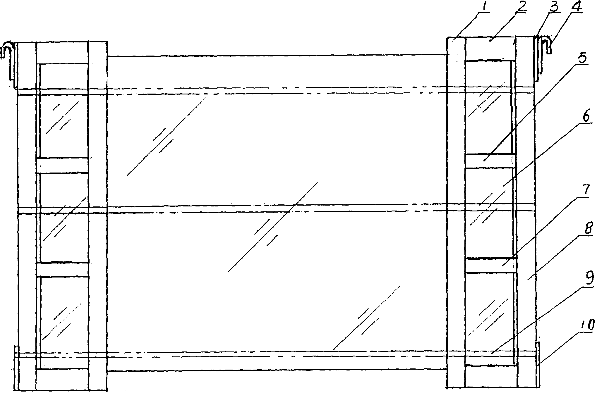 Simple box-type glass packing frame