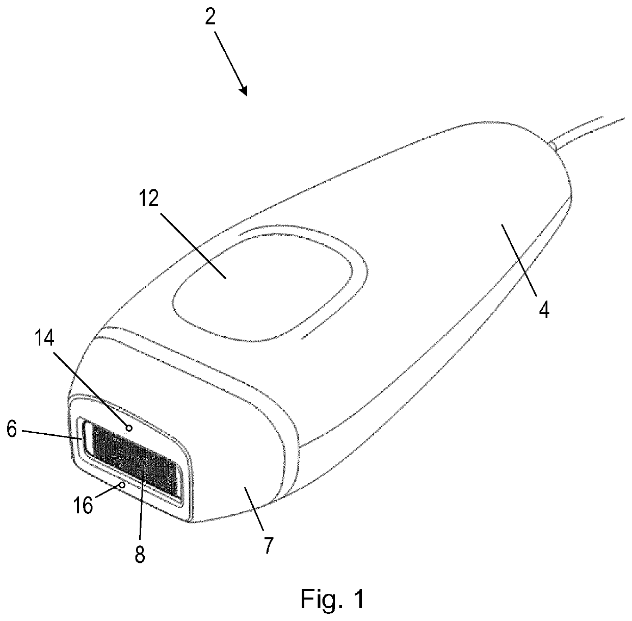 A handheld device for performing a treatment operation on skin