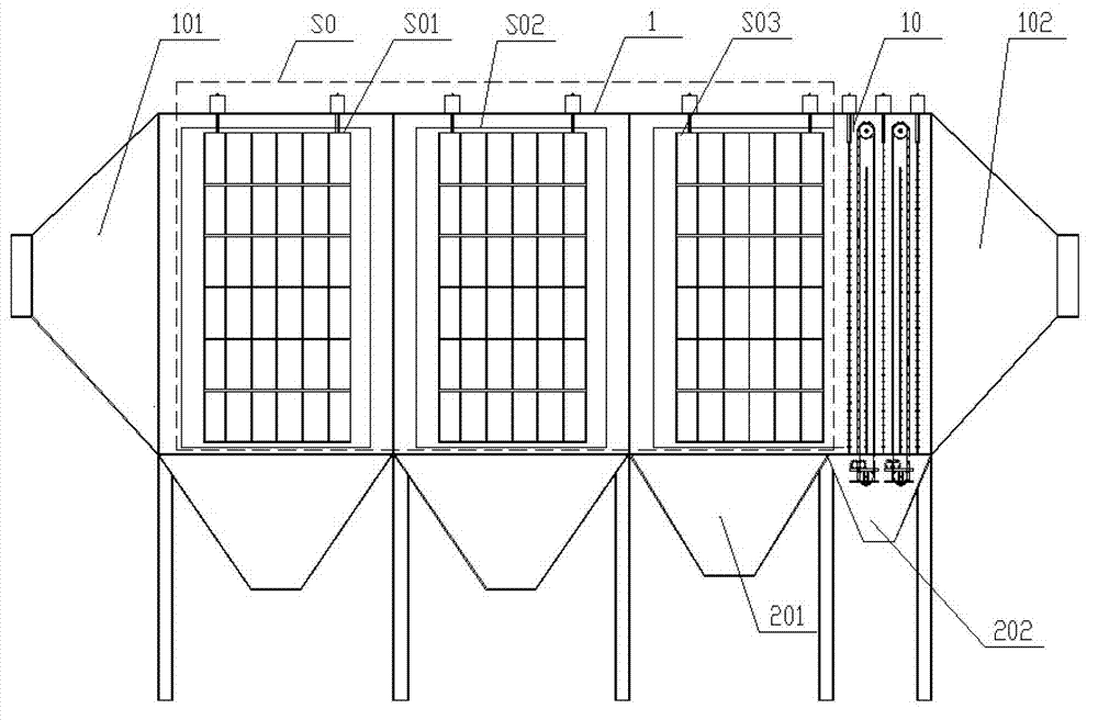 Net mobile electrostatic precipitator of dust collecting electrode, and dust collecting method