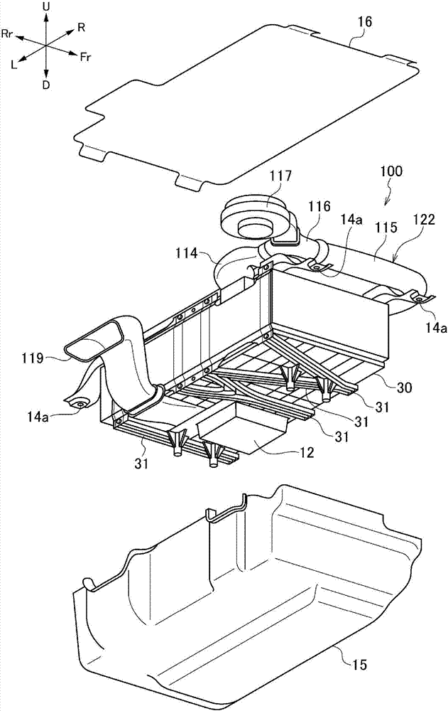 Battery cooling structure for vehicle