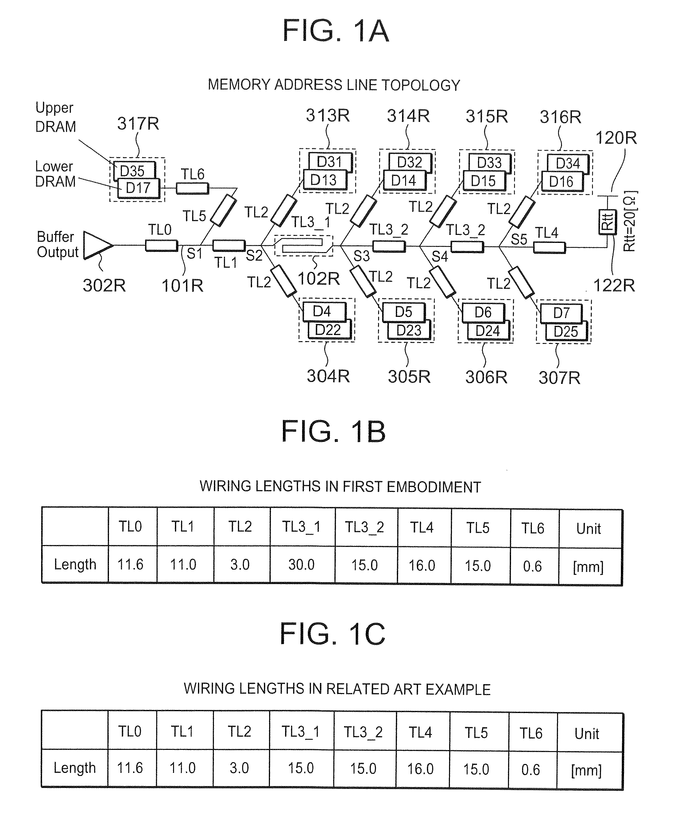 Address line wiring structure and printed wiring board having same