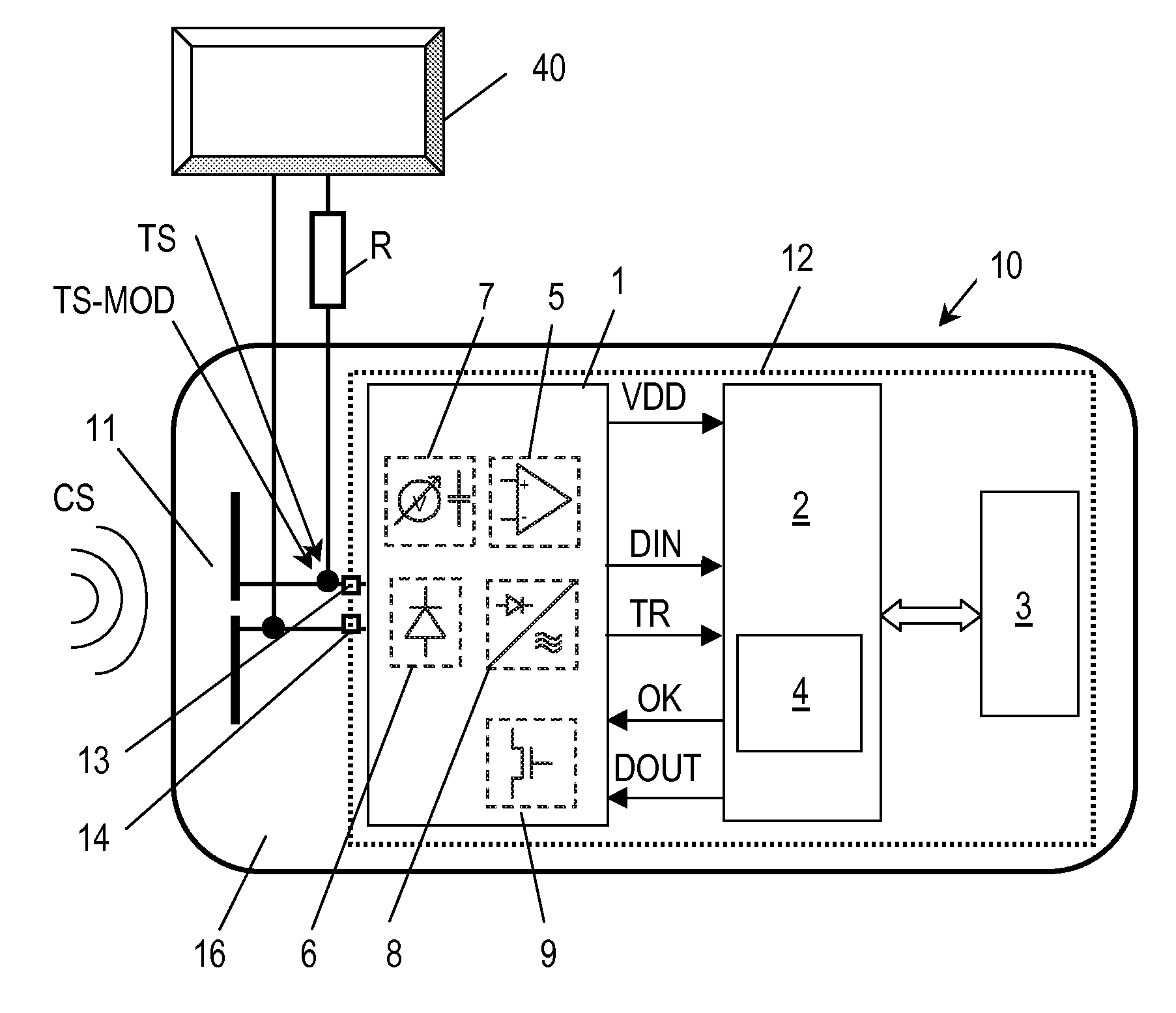 Circuit and data carrier with radio frequency interface