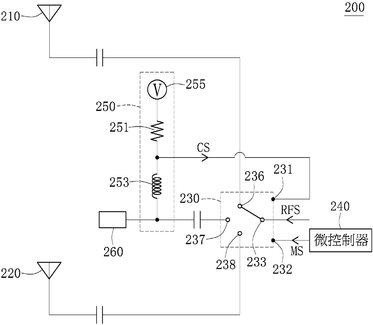 Antenna system and control method of switchable external antennas