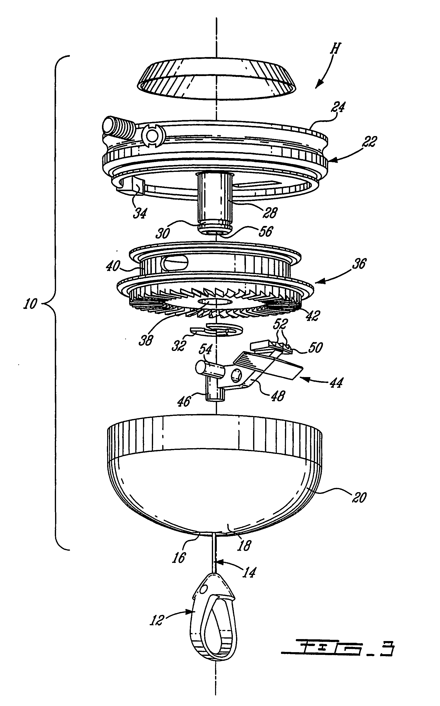 Vertically adjustable device for suspending an article from a ceiling