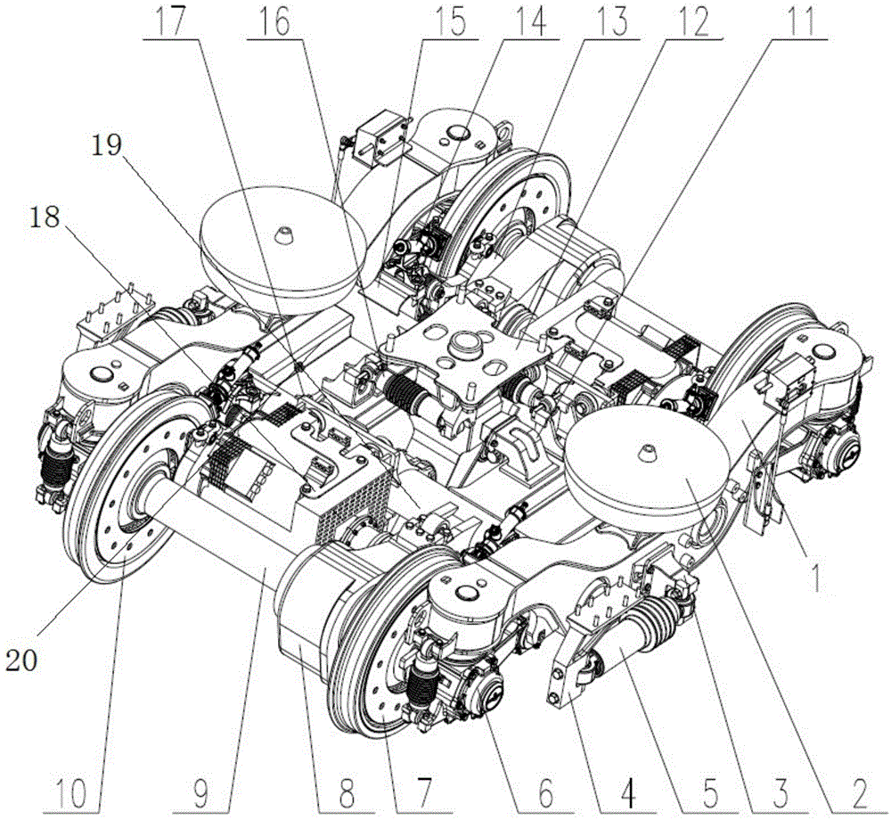 Bogie for mounting traction motor in flexible suspending manner