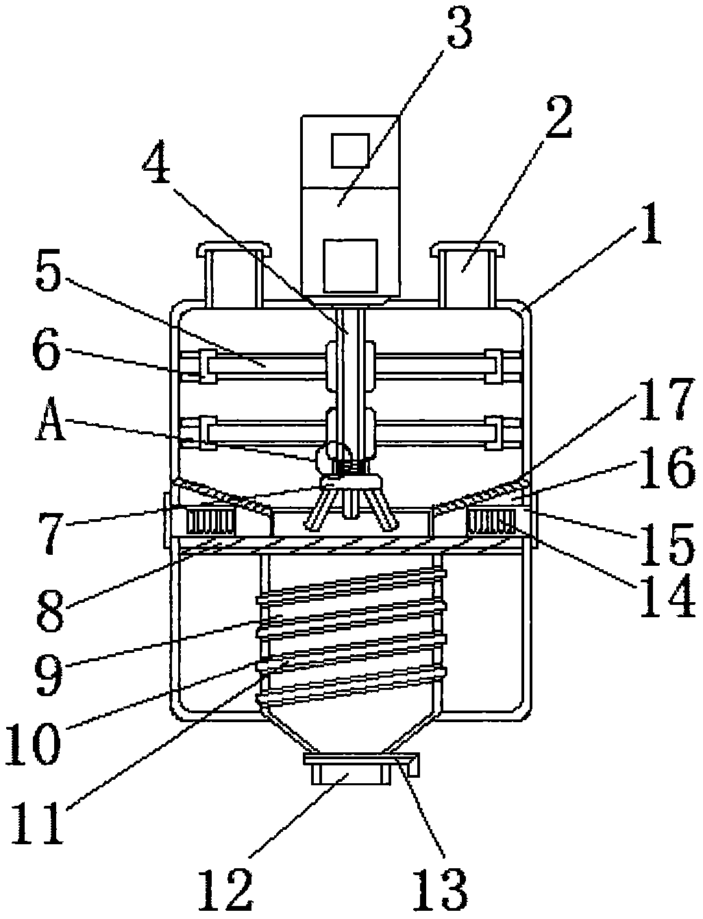 Mixing and stirring device capable of uniformly heating for producing calcium silicate board