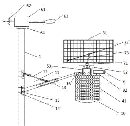 Multifunctional integrated solar energy and wind energy monitoring street lamp