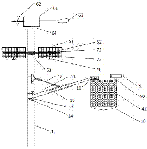 Multifunctional integrated solar energy and wind energy monitoring street lamp