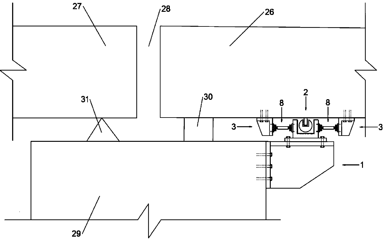 Multi-damping buffer energy dissipation type bridge anti-seismic check block structure