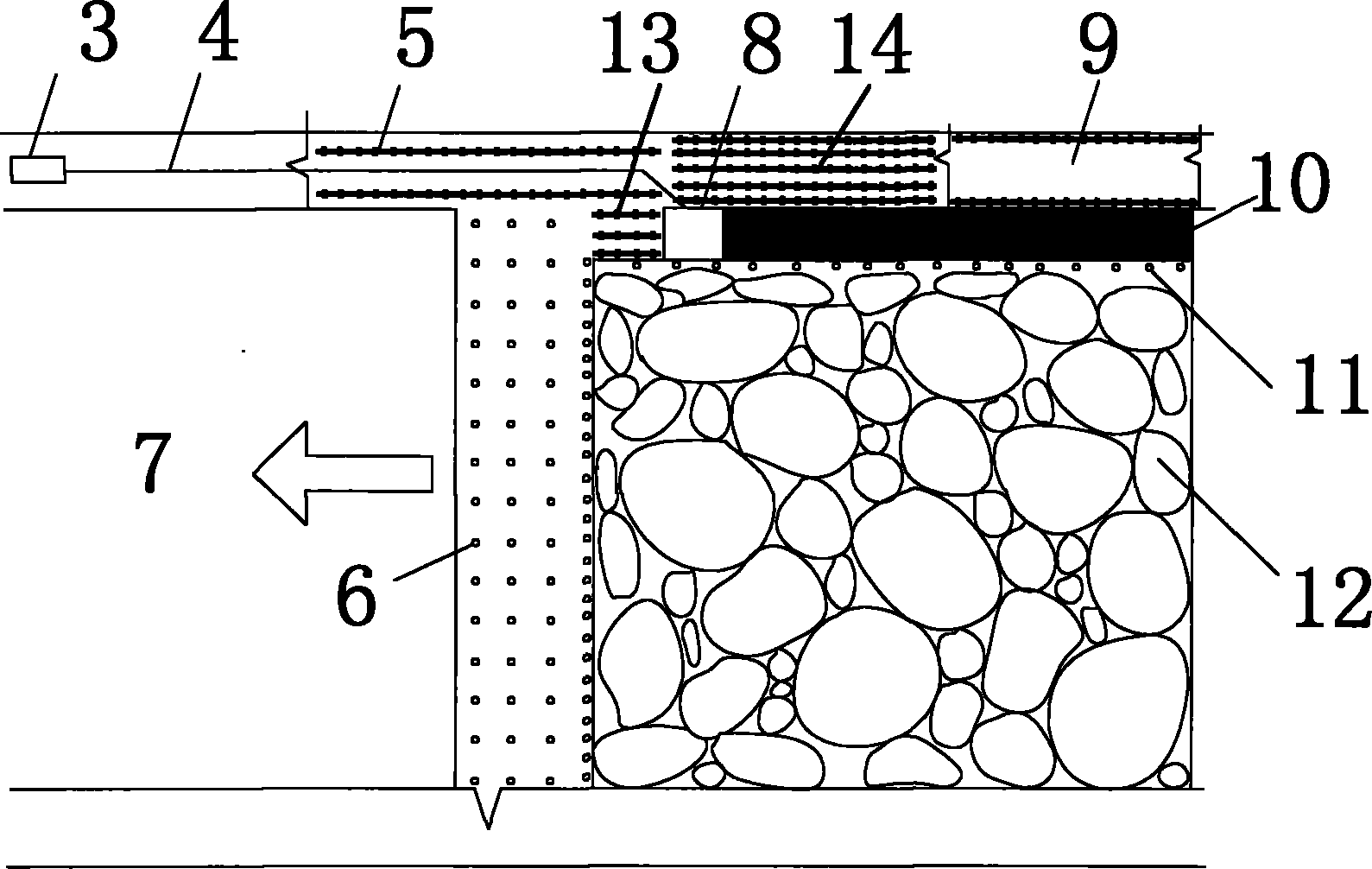 Roadside proper yielding unequal combined filling structure of gob-side entry retaining and construction method