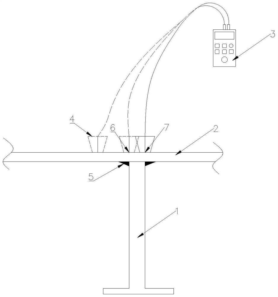 Method for positioning reverse reinforcing structure of ship by adopting ultrasonic thickness measurement