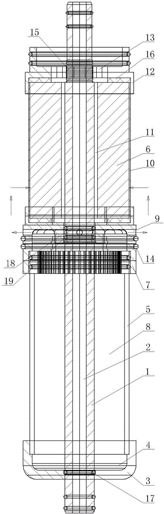 Double-water-channel water purification tap combination filter element