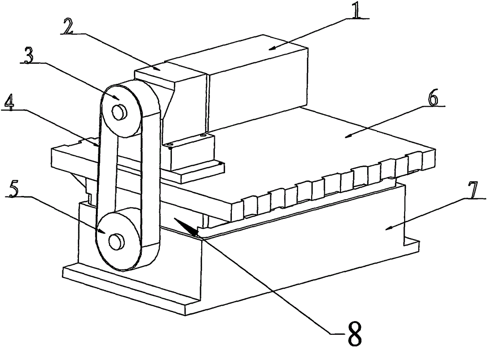 Stamping process for large-table-board stamping device of metal sheet stamping and cutting automation equipment